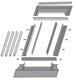 Flashings for skylights installed with profiled and high-profiled corrugated materials